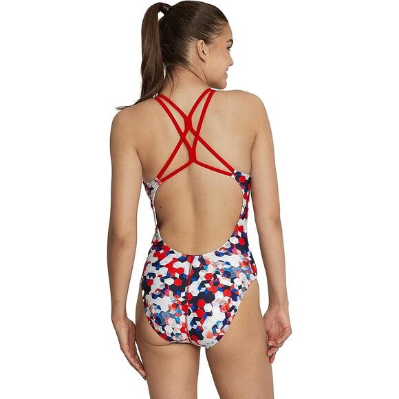 NWT Speedo Printed Thin Strap One Piece Swimsuit Women's Size 8 - Picture 2 of 9